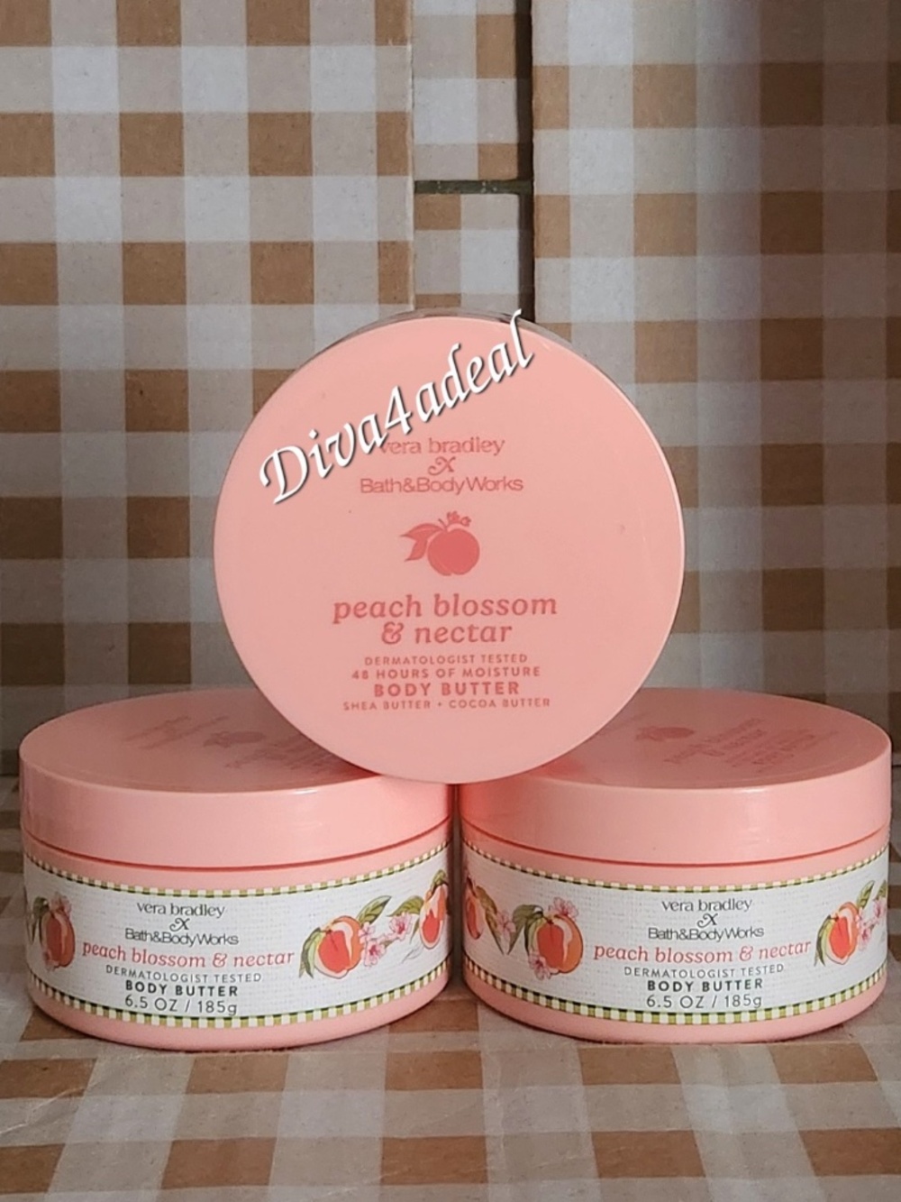 3X Bath & Body Works X Vera Bradley PEACH BLOSSOM & NECTAR 6.5 OZ Bundle
